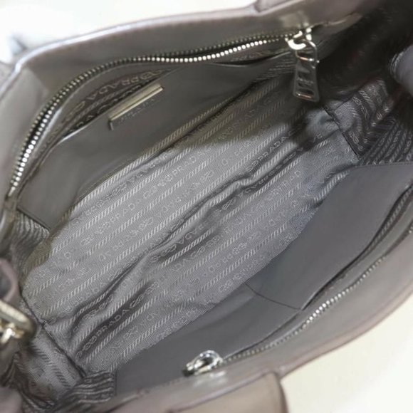 Prada Vitello Daino Top Handle Two Way Grey Leather Chrome Satchel - Picture 3 of 9